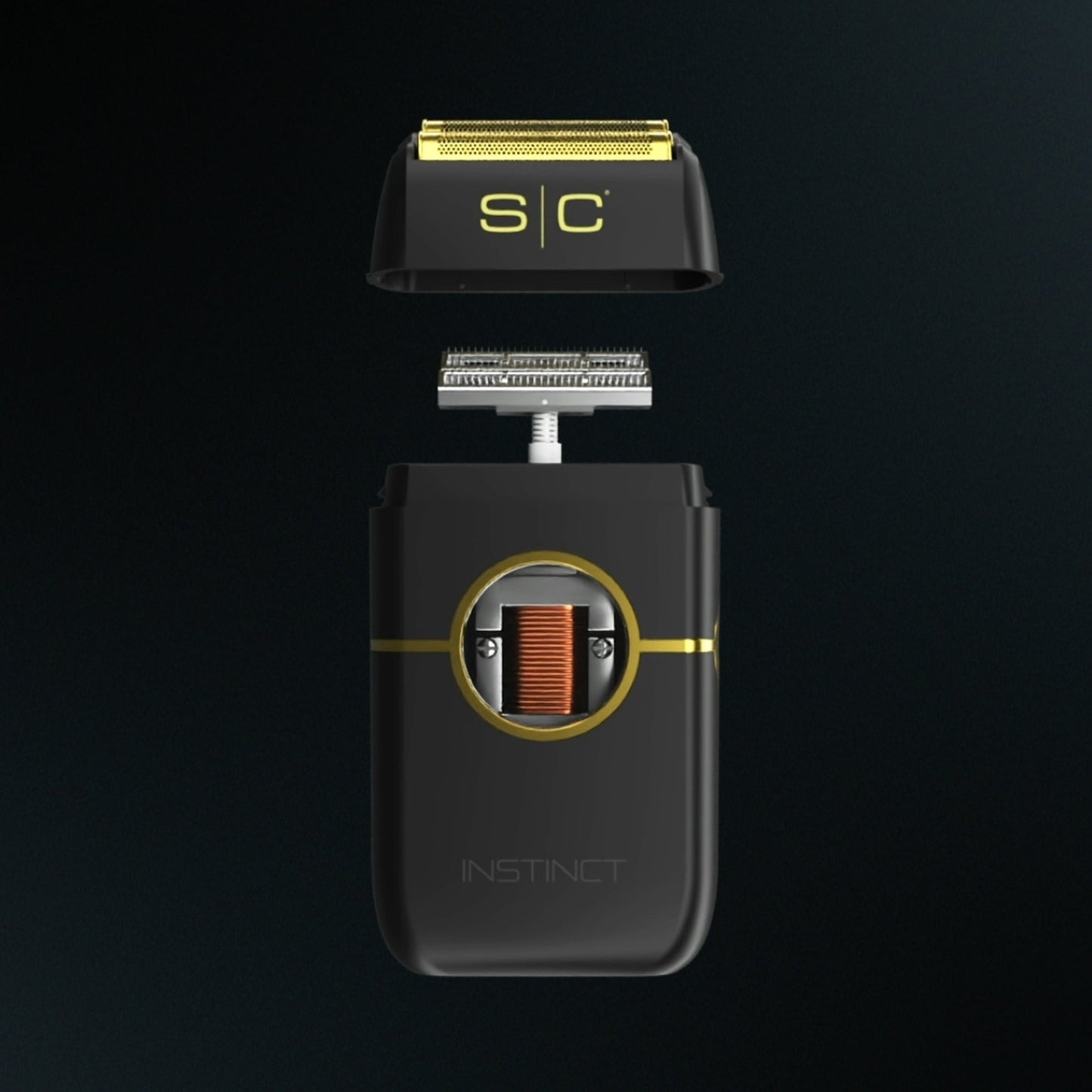StyleCraft Instinct Metal Shaver mit abgenommenem Scherkopf und Cutter