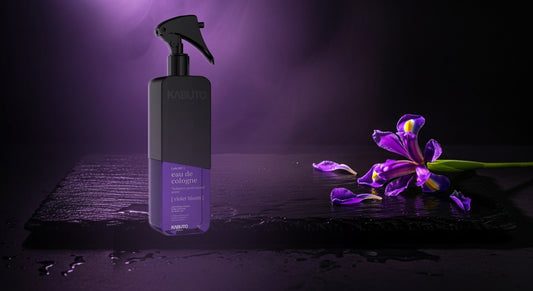 Kabuto Katana Violet Bloom After Shave Cologne (EDC 007) - Violet Cologne auf nassem Schiefer