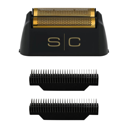 StyleCraft Instinct Ersatzscherkopf Gold-Titan mit zwei Echo-Cuttern vor weißem Grund