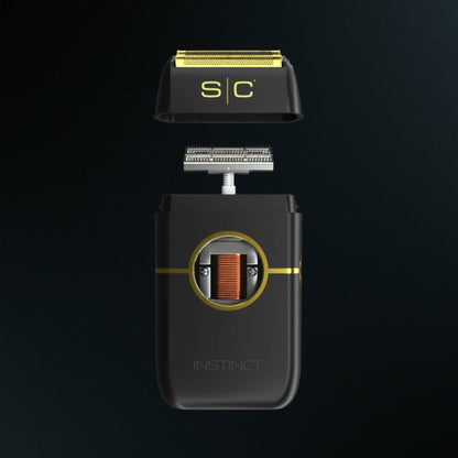 StyleCraft Instinct Metal Shaver mit abgenommenem Scherkopf und Cutter