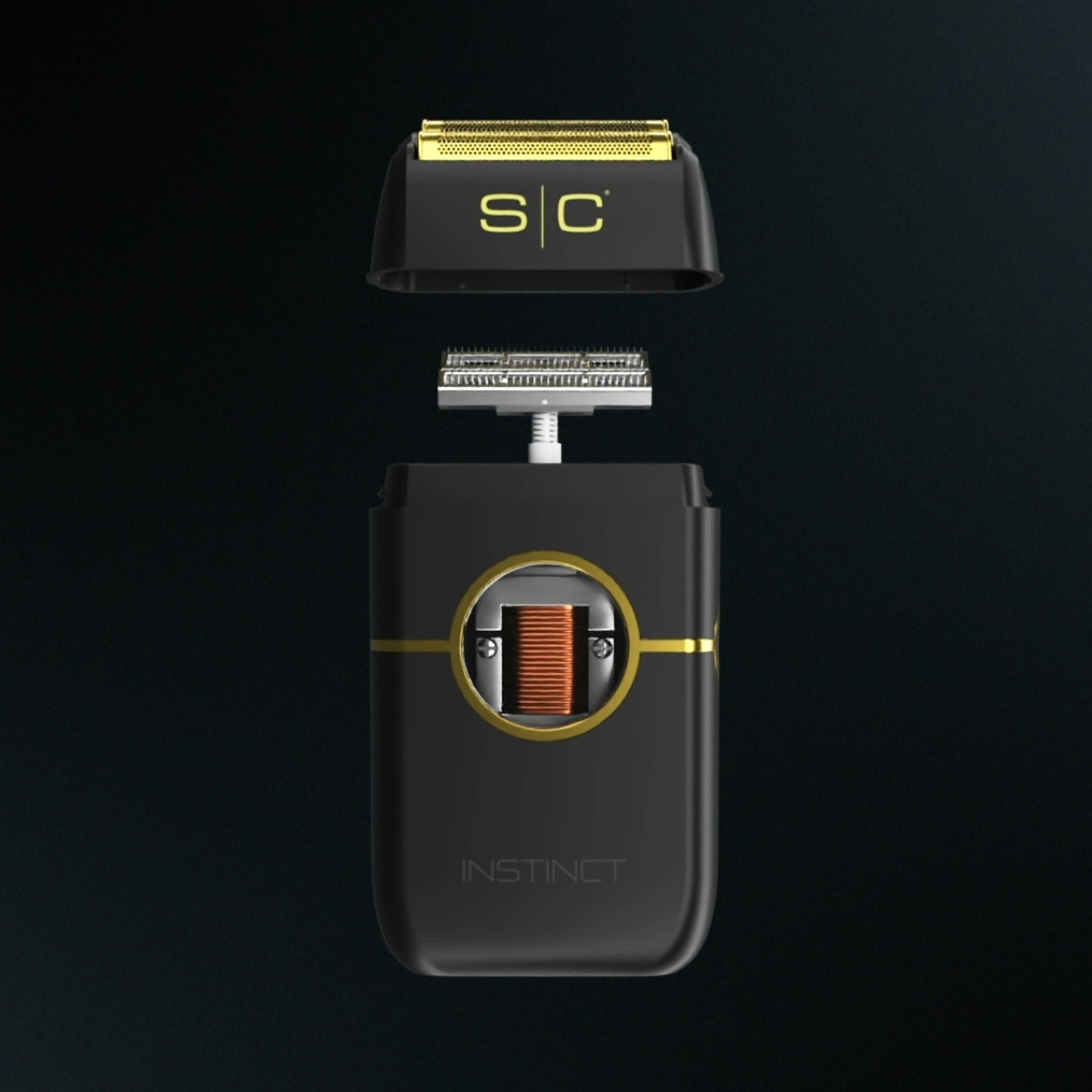 StyleCraft Instinct Metal Shaver mit abgenommenem Scherkopf und Cutter