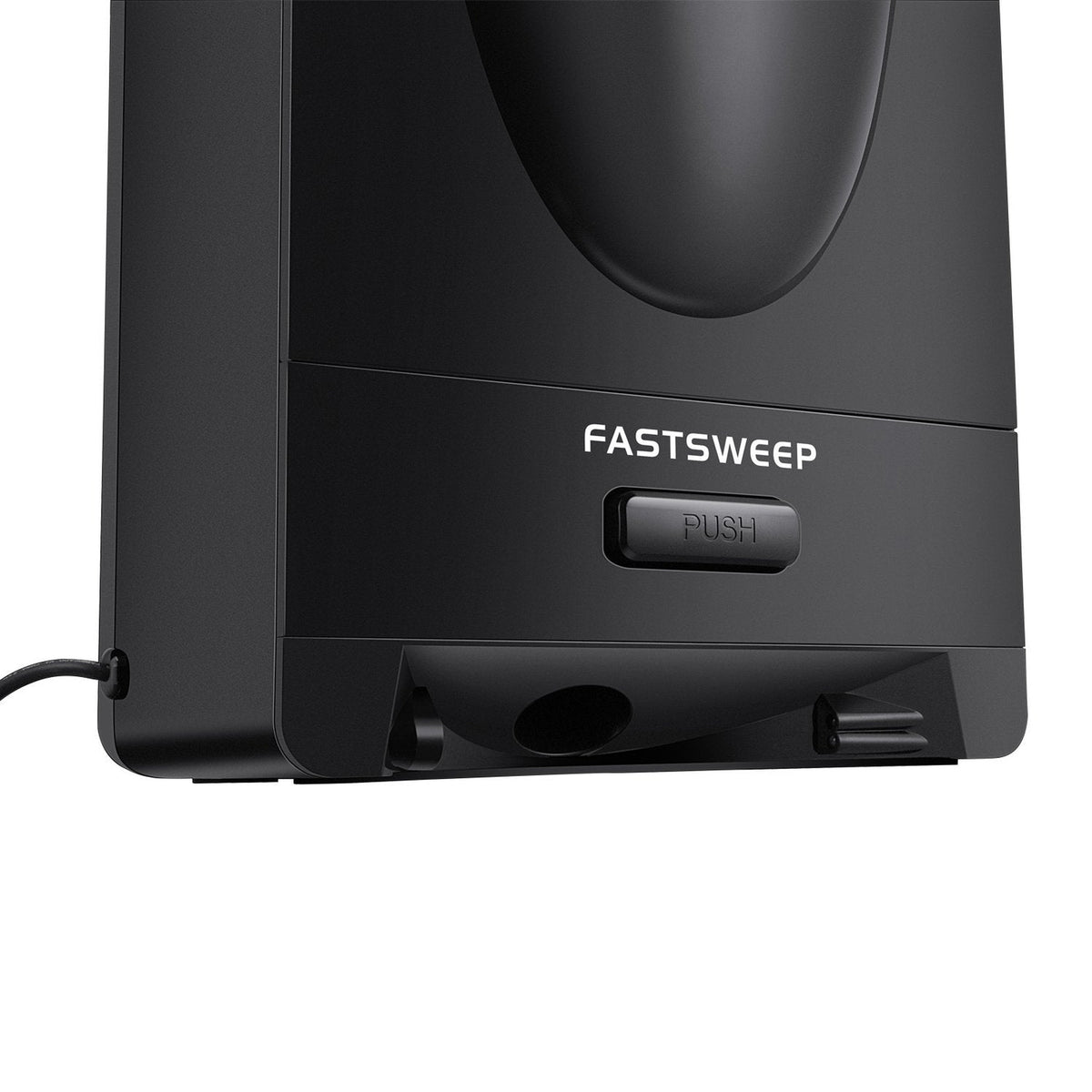 Sockel des JRL FastSweep mit PUSH-Taste, Ansaugöffnung und Sensoren