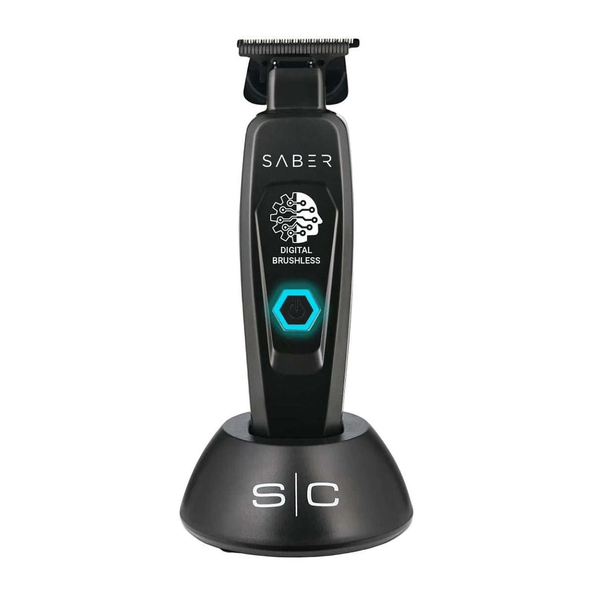 StyleCraft Saber Trimmer schwarz von vorn in der Ladestation